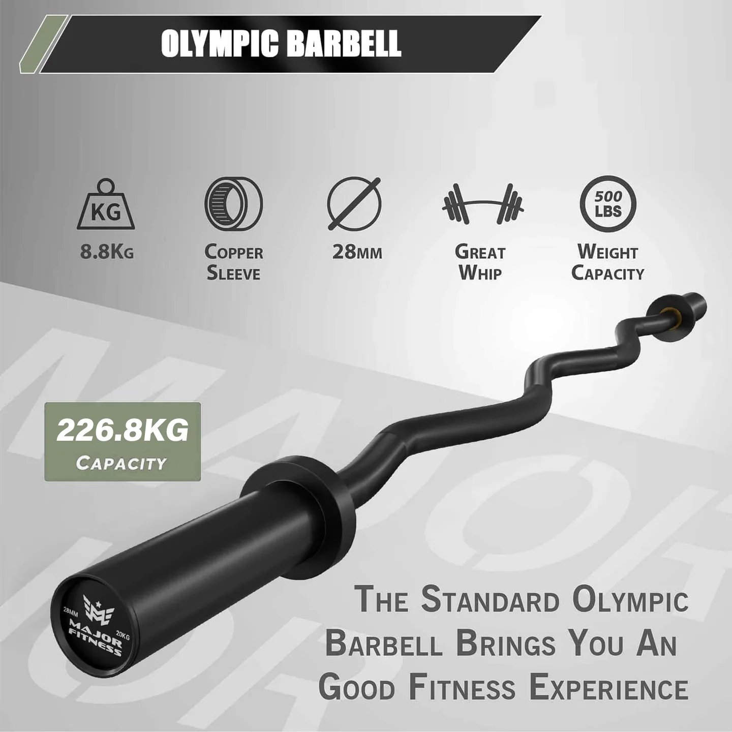 Major Fitness 122CM Olympic EZ Curl Barbell - Image 3