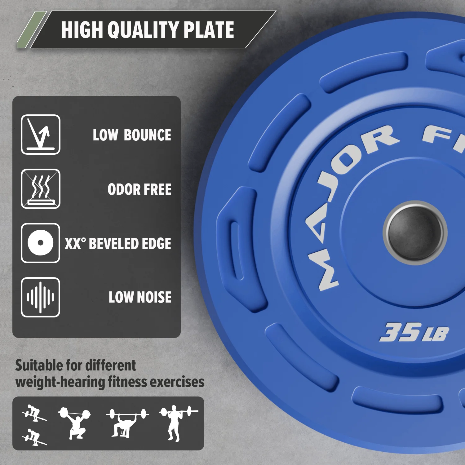 Major Fitness Color Grip Low Bounce Bumper Plates - Image 14