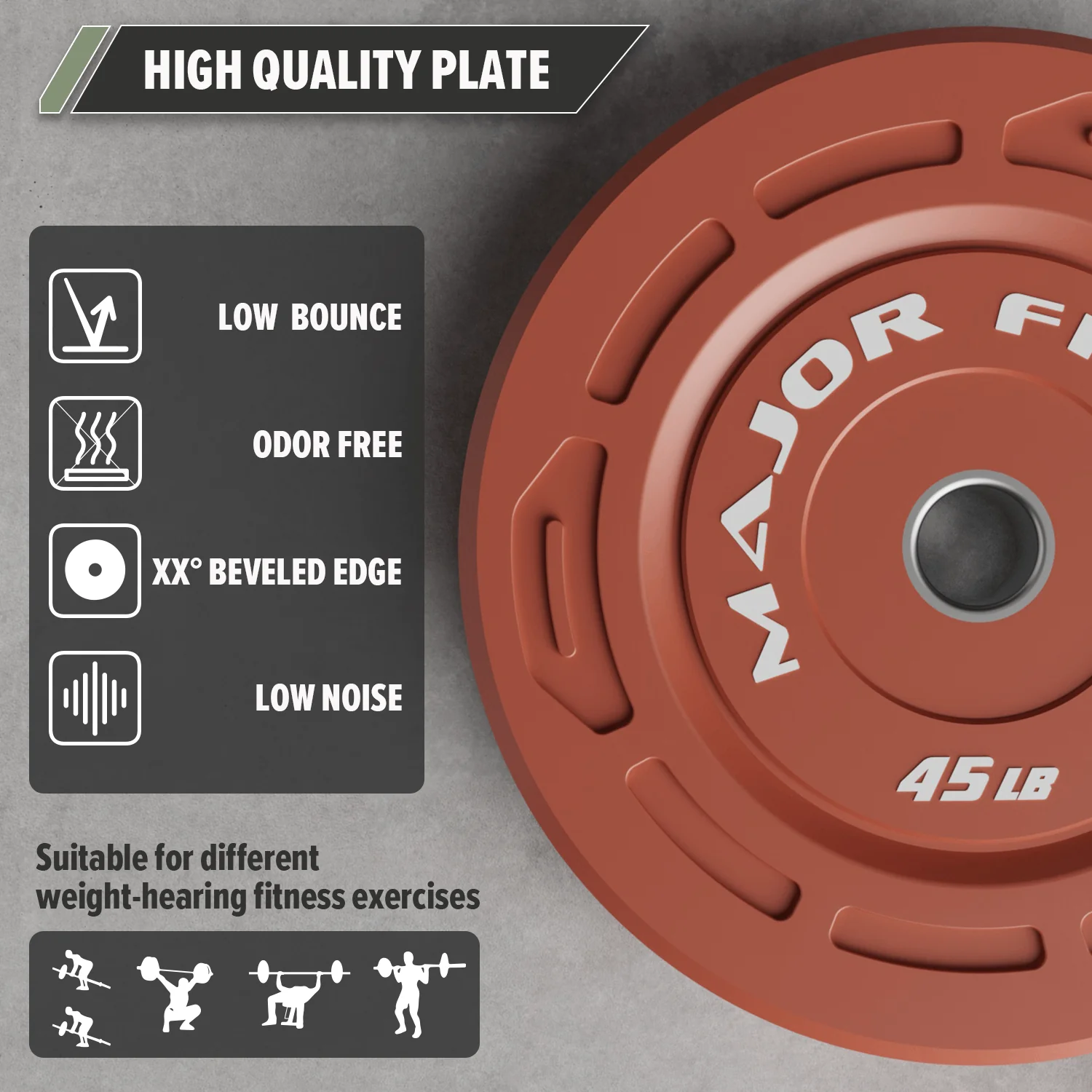Major Fitness Color Grip Low Bounce Bumper Plates - Image 17