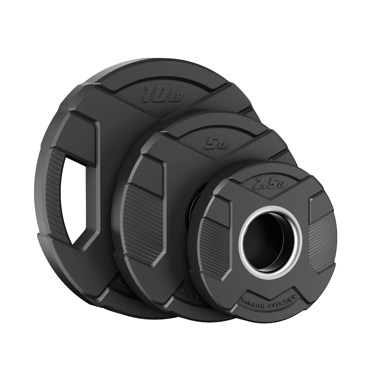 Major Fitness Rubber Coated Olympic Cast Iron Grip Plates - Image 3