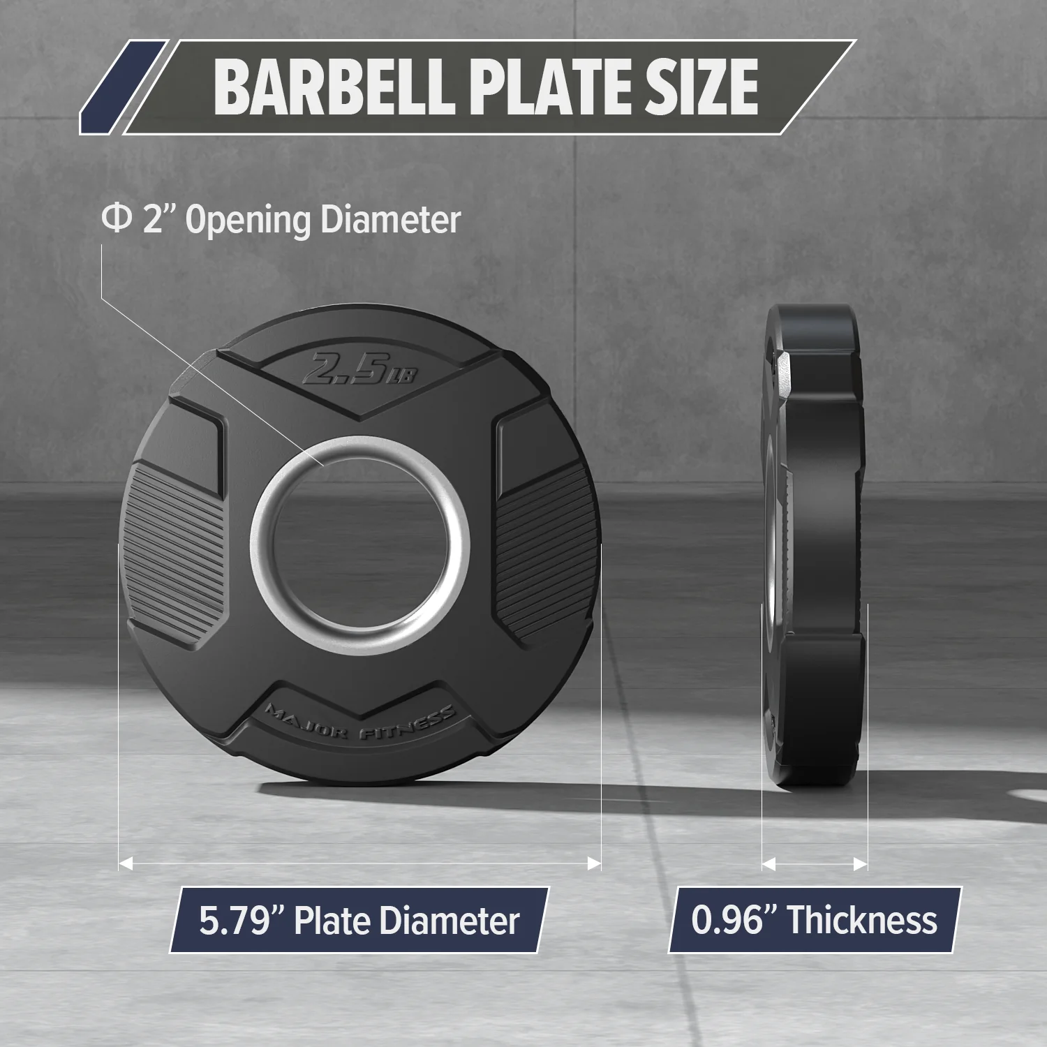 Major Fitness Rubber Coated Olympic Cast Iron Grip Plates - Image 5