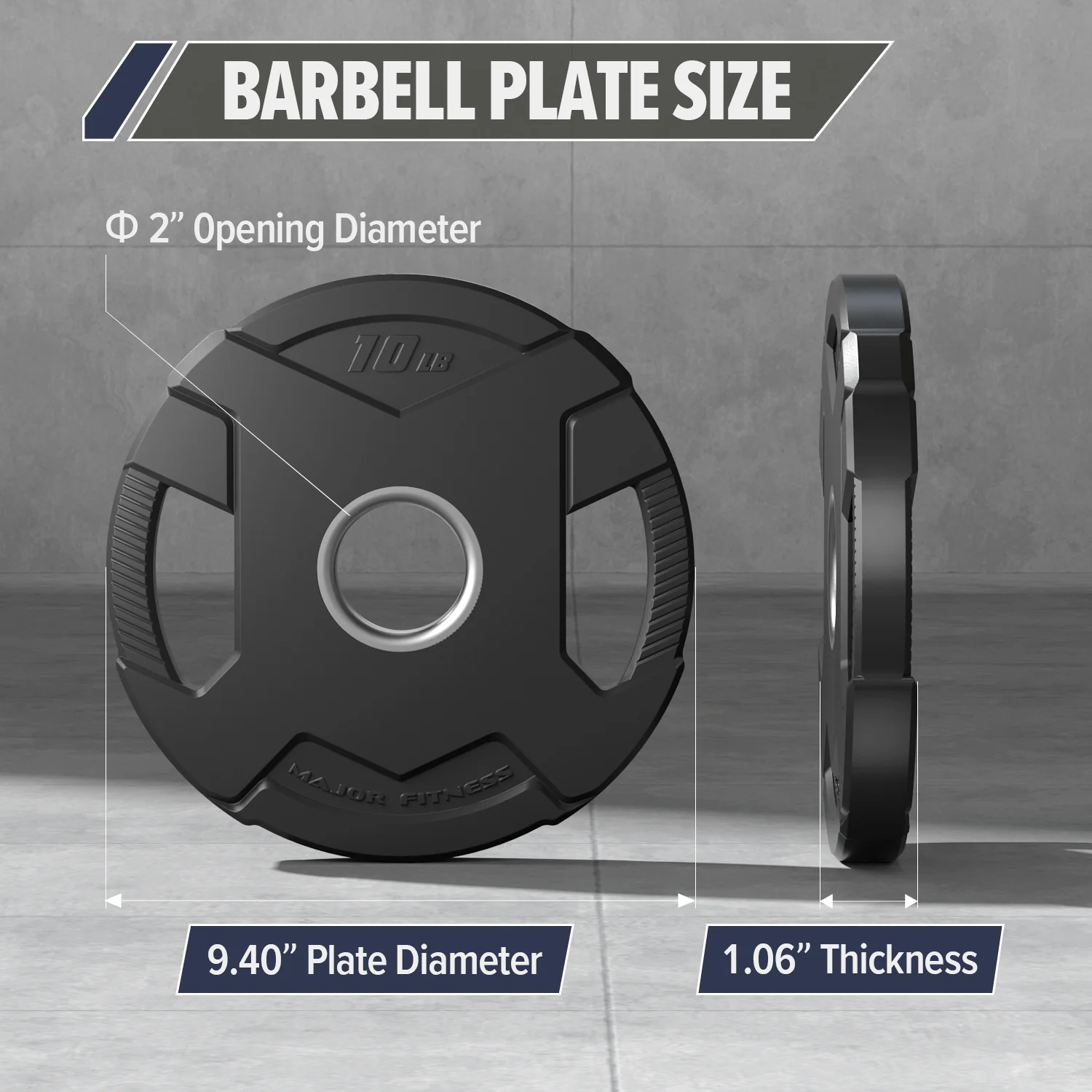 Major Fitness Rubber Coated Olympic Cast Iron Grip Plates - Image 7