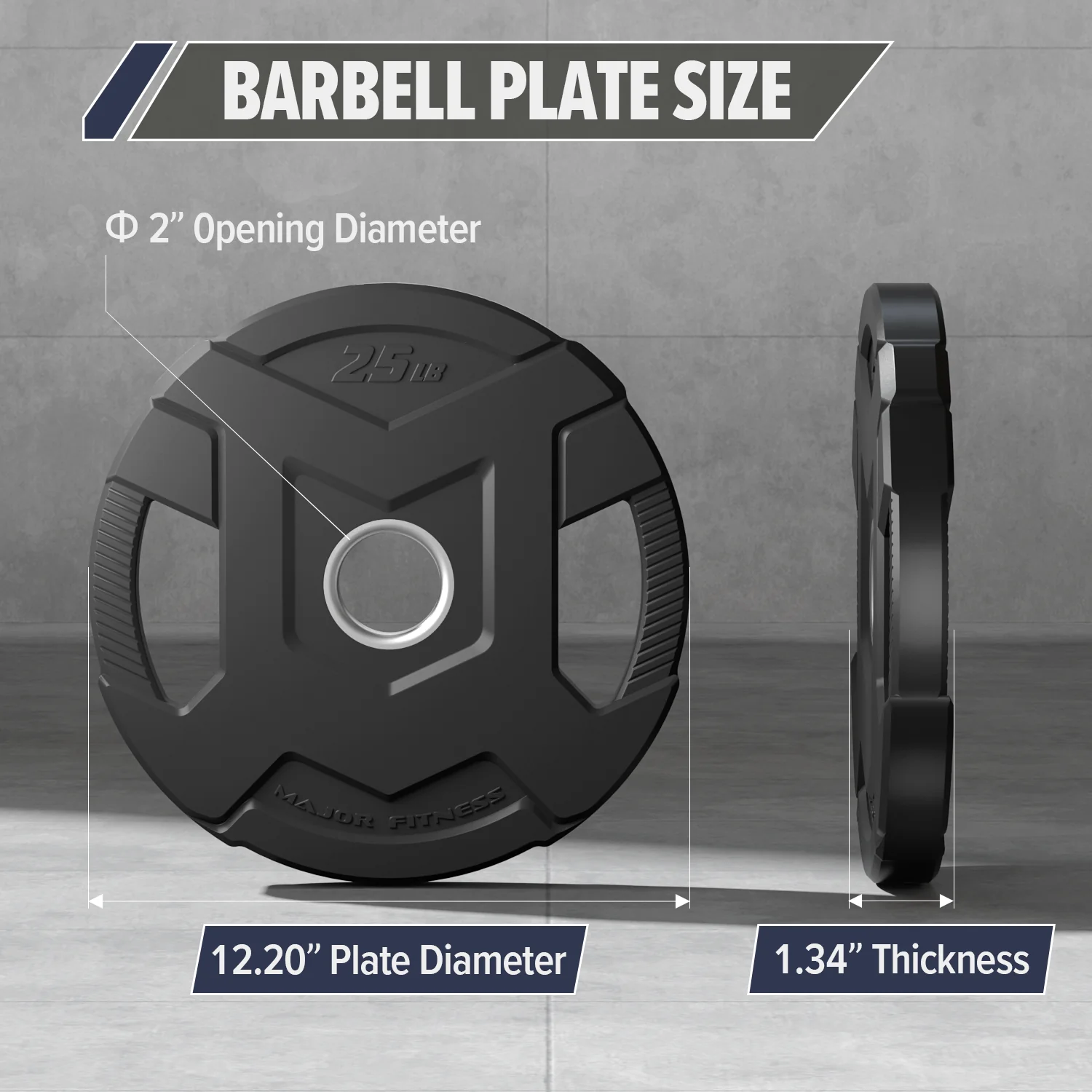 Major Fitness Rubber Coated Olympic Cast Iron Grip Plates - Image 8